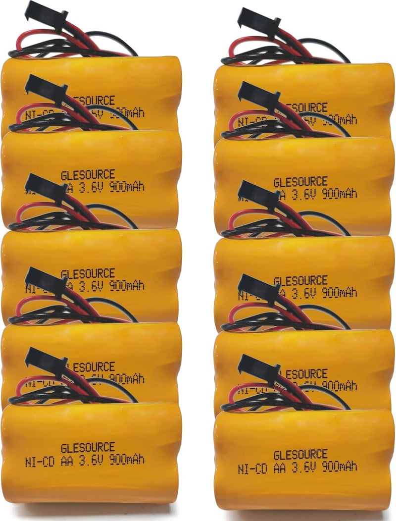 GLESOURCE (10 Pack) 3.6v 900mAh Lithonia ELB B001 ELBB001 ELB-B001 Exit Sign Emergency Light NiCad Battery Replacement for Lithonia EU2 LED Interstate ANIC1566 Unitech 0253799 - Image 1